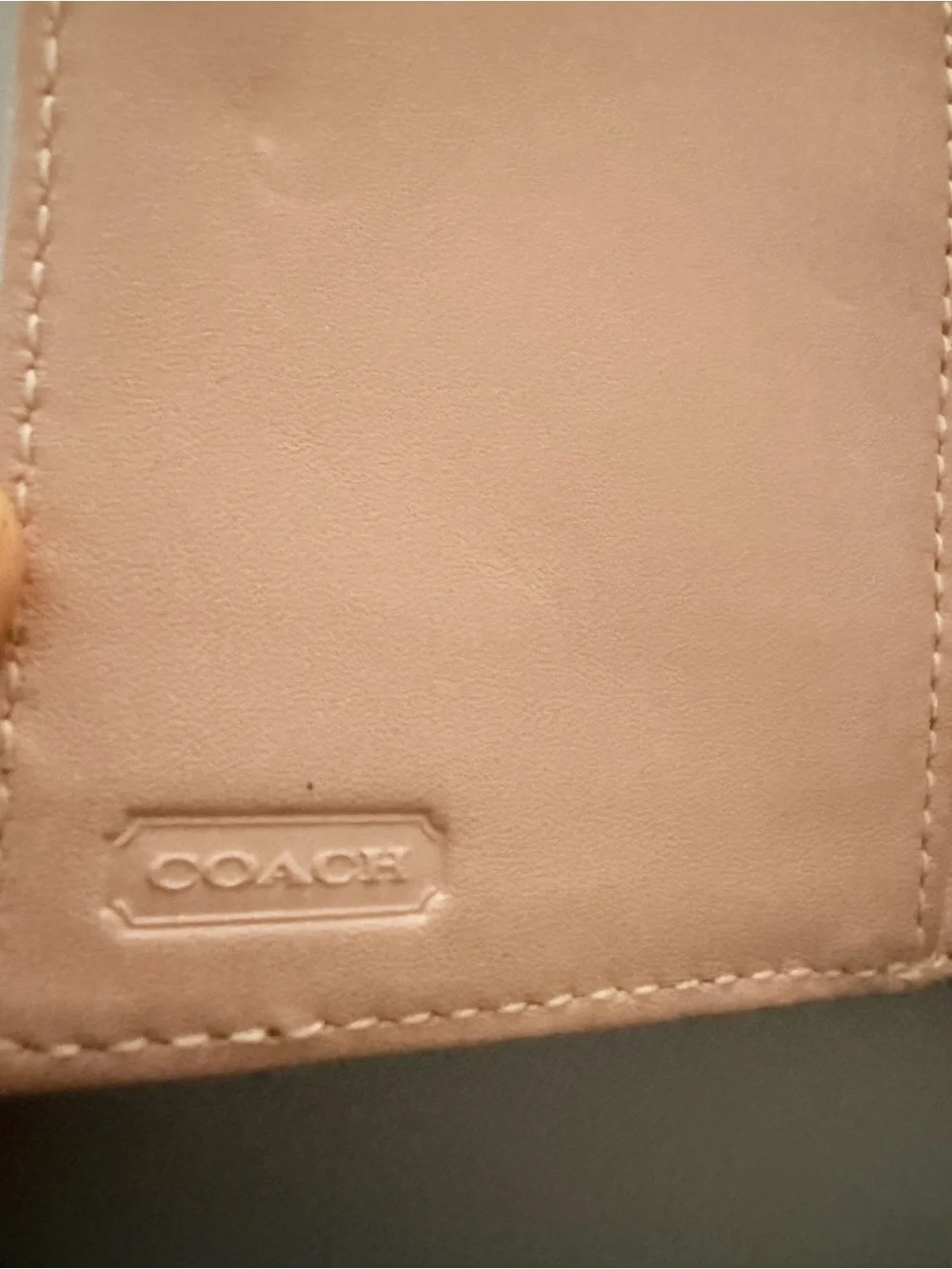 Coach Beige Leather Buckle Compact Wallet